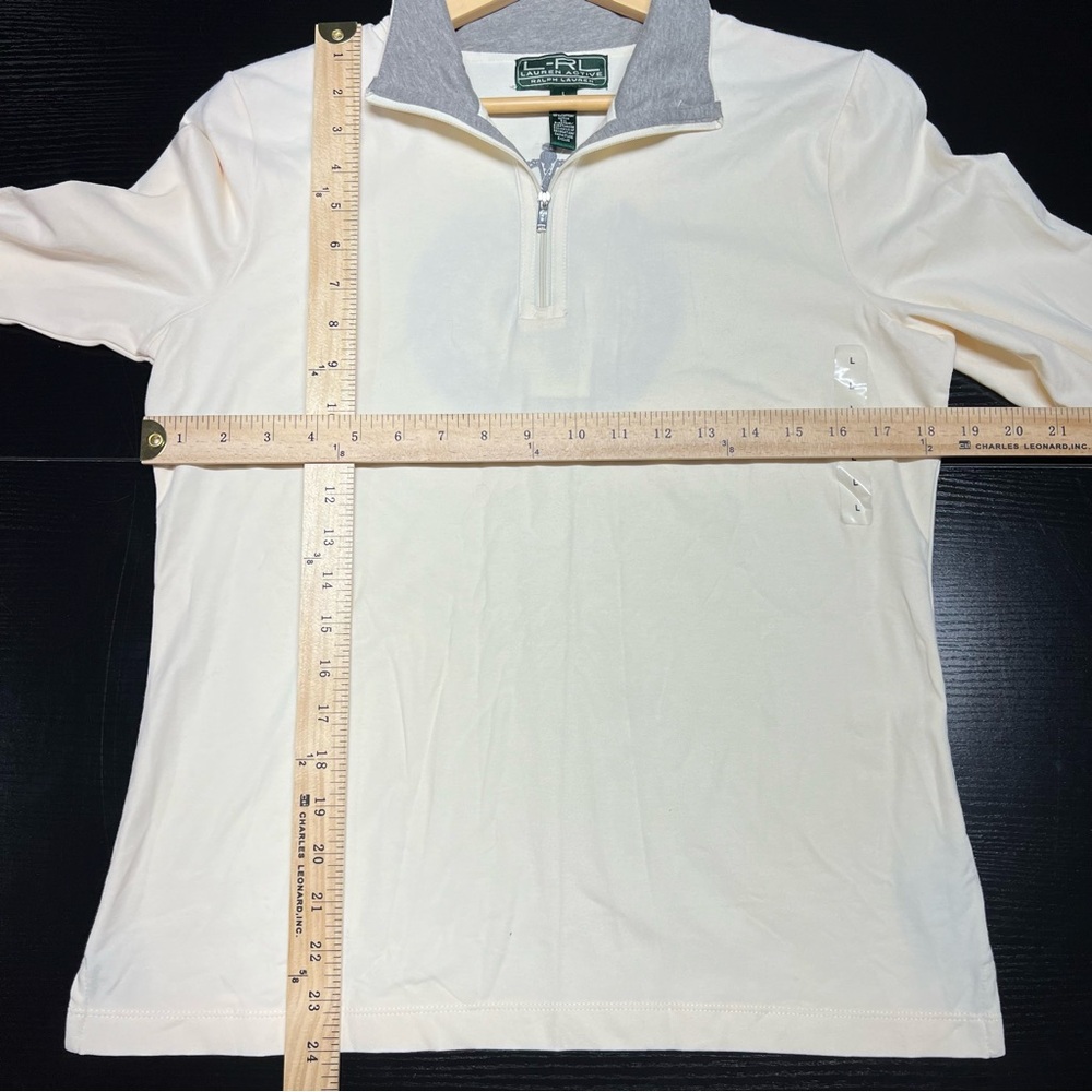 L-RL Ralph Lauren Active Sports Line Ivory Crest‎ Logo Long Sleeve 1/4 Zip - Picture 2 of 5